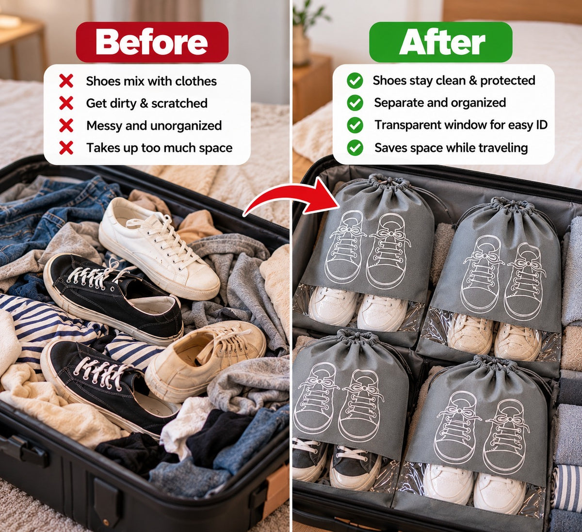 Waterproof Travel Shoe Storage Bags (pack of 5)