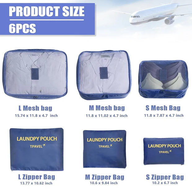 6 Pcs Travel Storage Organizer Bags