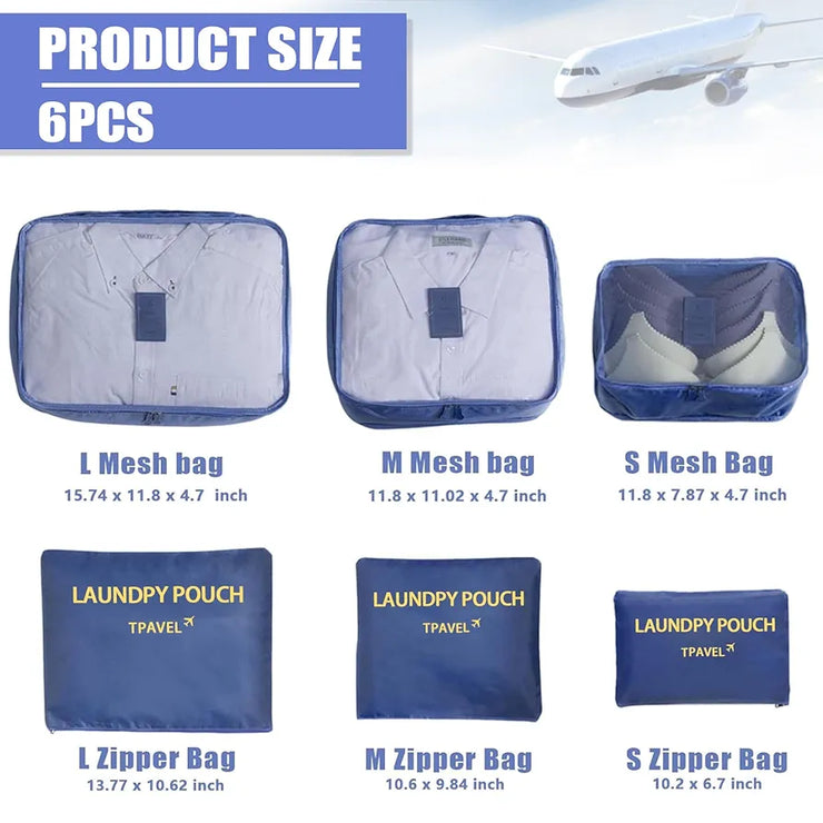 6 Pcs Travel Storage Organizer Bags