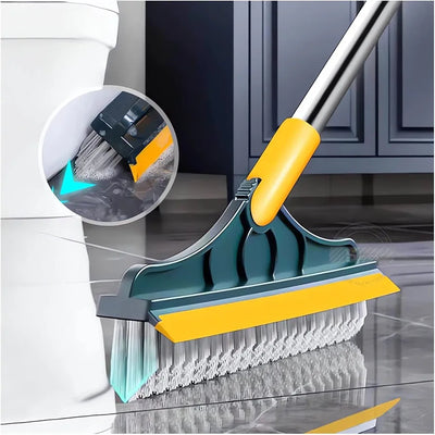 2 in 1 Floor Cleaning Brush with Wiper and Long Handle