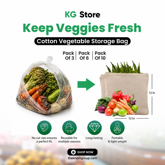 Reusable Cotton Vegetable Storage Bag (Pack OF 3pcs)