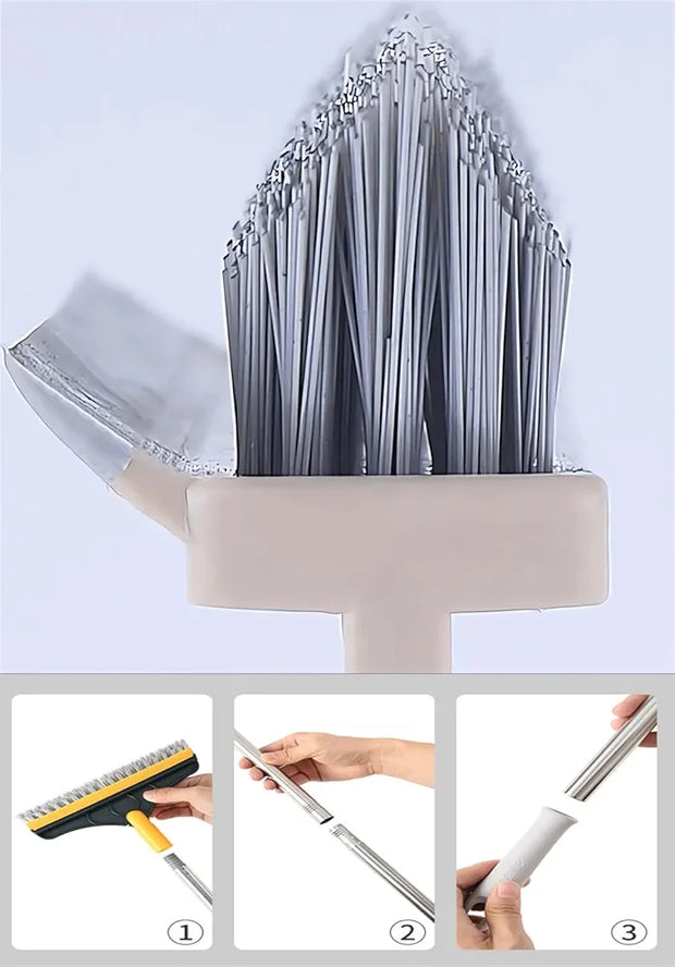 2 in 1 Floor Cleaning Brush with Wiper and Long Handle