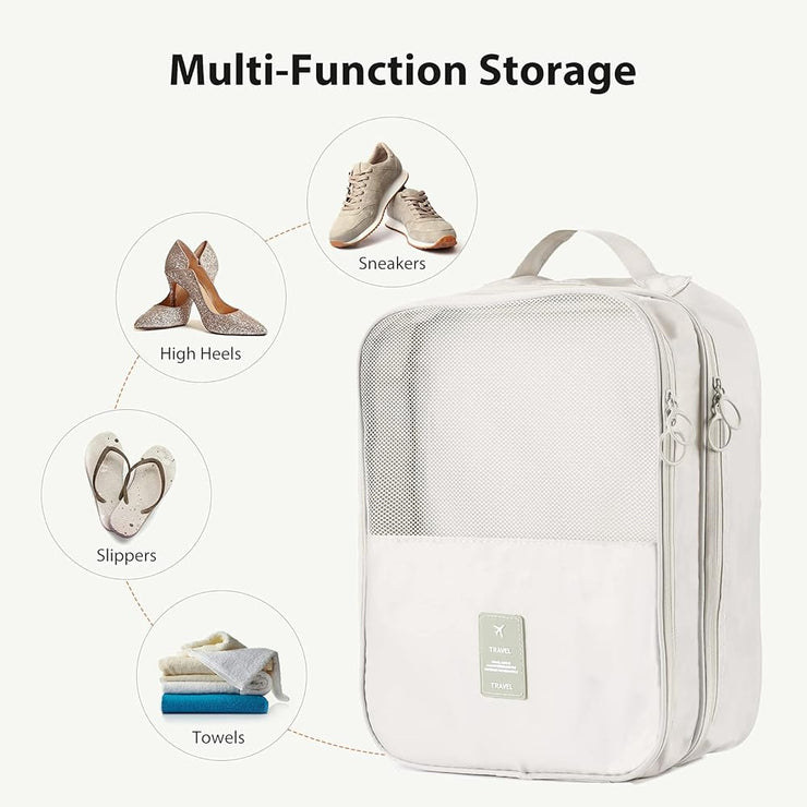 Travel Shoe Bag Holds 3 Pair of Shoes, Hezelf Shoe Storage Bag for Travel and Daily Use, Travel Suitcase Shoe Organizer, Waterproof